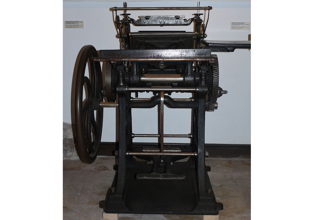  Máquina imprimir Minerva tipográfica Tintaje plato apertura libro, Le Progres, Pierron et Fº Maitre