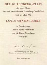 Gutenberg Prize 1992 